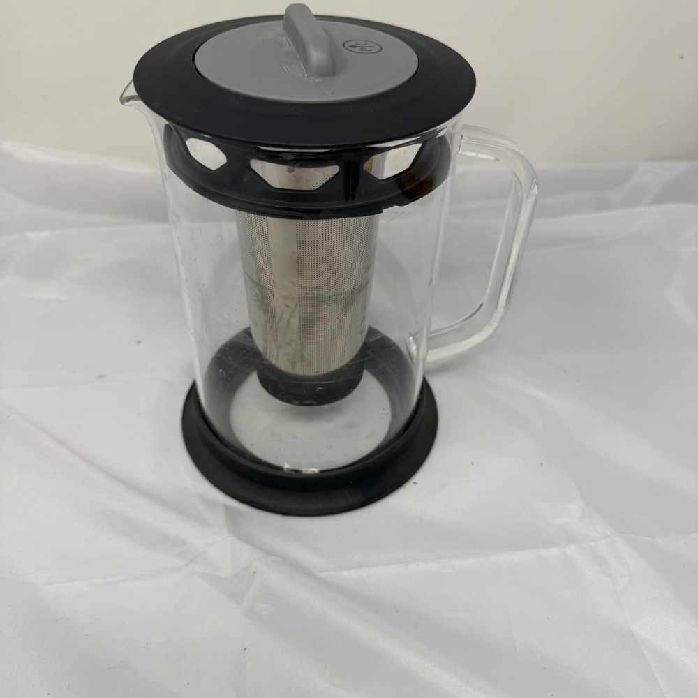Pampered Chef Cold Brew Pitcher Glass‎ 40 oz Stainless Steel Filter
